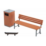 Park Bench and Trash Can Plastic Model 1/12 Hasegawa