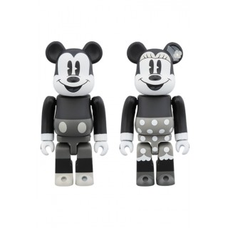 BEARBRICK MICKEY MOUSE And MINNIE MOUSE 100% B And W Ver. Medicom